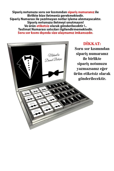 İsimli Kişiye Özel Damat Bohçası Çikolatası 72 Adet Madlen Çikolata ürün görseli 1