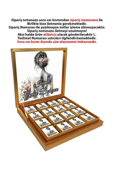 Kişiye Özel Isimli Gelin Bohçası Çikolatası - 48 Adet Madlen Çikolata ürün görseli 1