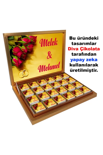 Kişiye Özel Isimli Söz Nişan Nikah Çikolatası - 72 Adet Madlen Çikolata ürün görseli 1