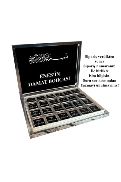 Kişiye Özel İsimli Damat Bohçası Çikolatası - 72 Adet Madlen Çikolata ürün görseli 1
