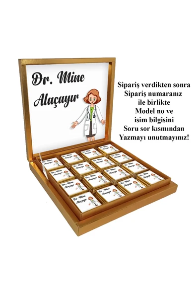 Kişiye Özel İsimli Doktor Çikolatası - Doktora Hediye - 32 Adet Madlen Çikolata ürün görseli 1
