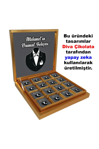 Kişiye Özel İsimli Damat Bohçası Çikolatası - 32 Adet Madlen Çikolata ürün görseli 1