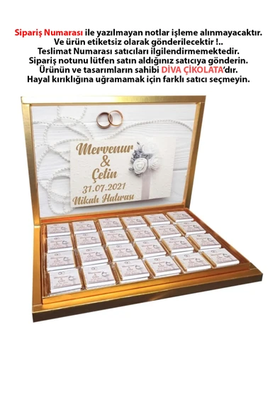 Söz Nişan Nikah Çikolatası (48 ADET MADLEN ÇİKOLATA) Altın Kutu ürün görseli 1