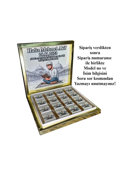 Kişiye Özel Isimli Hafız Çikolatası - Hafızlığa Geçiş - 32 Adet Madlen Çikolata ürün görseli 1