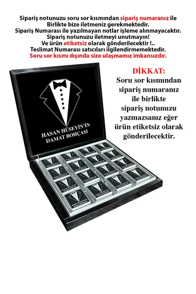 Kişiye Özel İsimli Damat Bohçası Çikolatası (32 Adet Madlen Çikolata) ürün görseli 1
