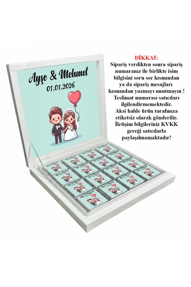 Kişiye Özel İsimli Söz Nişan Nikah Çikolatası - 32 Adet Madlen Çikolata ürün görseli 1