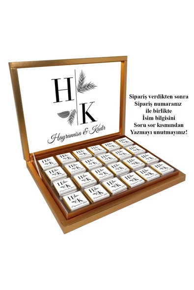 Kişiye Özel İsimli Söz Nişan Nikah Çikolatası - 72 Adet Madlen Çikolata ürün görseli 1