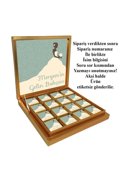 İismli Kişiye Özel Gelin Bohçası Çikolatası 32 Adet Madlen Çikolata ürün görseli 1