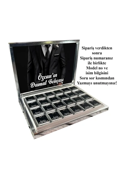 Kişiye Özel İsimli Damat Bohçası Çikolatası - 72 Adet Madlen Çikolata ürün görseli 1