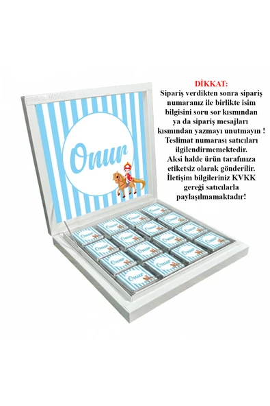 Kişiye Özel İsimli Sünnet Töreni Çikolatası - Sünnet Düğünü Çikolatası (32 Adet Madlen Çikolata) ürün görseli 1