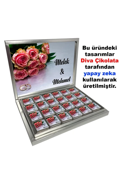 Kişiye Özel Isimli Söz Nişan Nikah Çikolatası - 72 Adet Madlen Çikolata ürün görseli 1