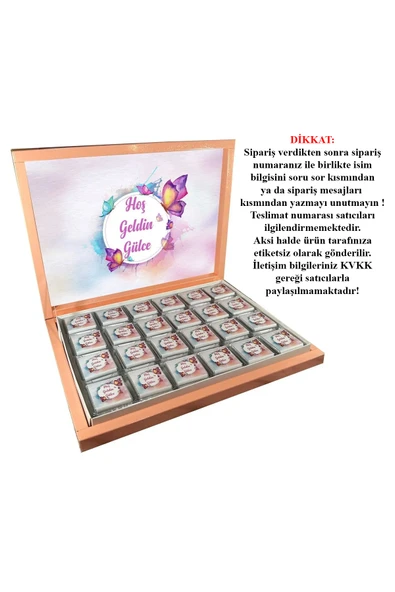 Kişiye Özel İsimli Kız Bebek Çikolatası (72 Adet Madlen Çikolata) ürün görseli 1