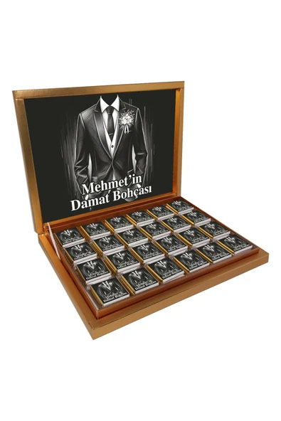 Kişiye Özel İsimli Damat Bohçası Çikolatası - 72 Adet Madlen Çikolata ürün görseli 1