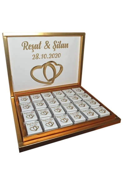 Kişiye Özel Isimli Söz Nişan Nikah Çikolatası - 72 Adet Madlen Çikolata ürün görseli 1