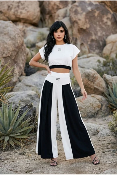 Kısa Kollu Moda Trend Penye Alt Üst Takım ürün görseli 1