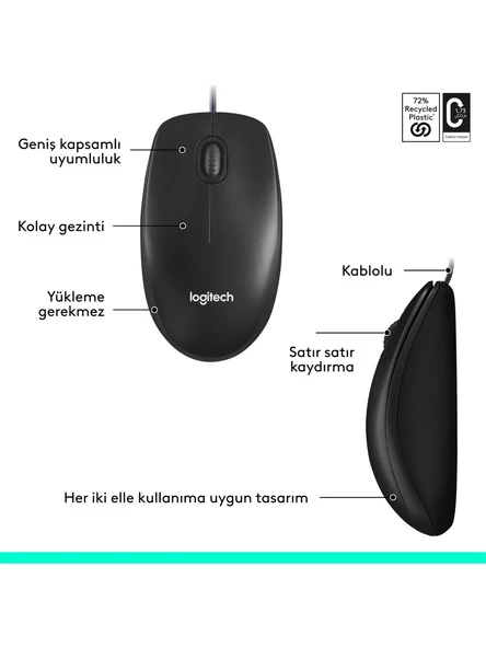 Logitech M90 910-001793 Optik Kablolu Mouse - Resim 6
