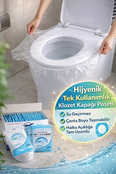 Hijyenik Tek Kullanımlık Klozet Kapağı Poşeti 50 Adet Seyahat Tipi Tuvalet Koruyucu Örtü ürün görseli 1