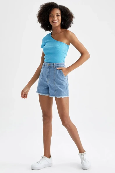 Defacto Slim Fit Basic Tek Omuzlu Tişört Y7469AZ22SM - Resim 2