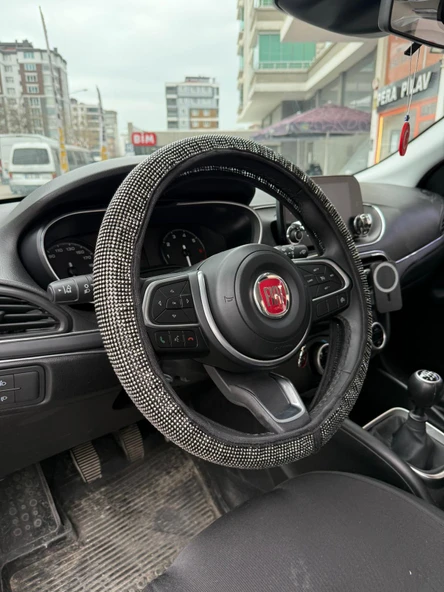 Parlak Kristal Taşlı Geçme Direksiyon Kılıfı 38 cm Füme ürün görseli 1