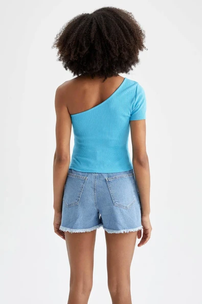 Defacto Slim Fit Basic Tek Omuzlu Tişört Y7469AZ22SM - Resim 7