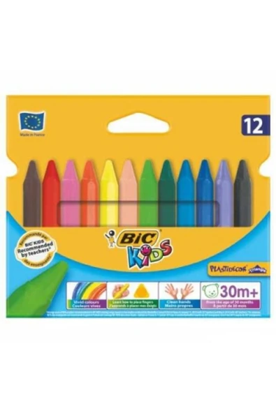 Bic Plastıdecor Üçgen 12 Li Pastel Boya 8297732 ürün görseli 1