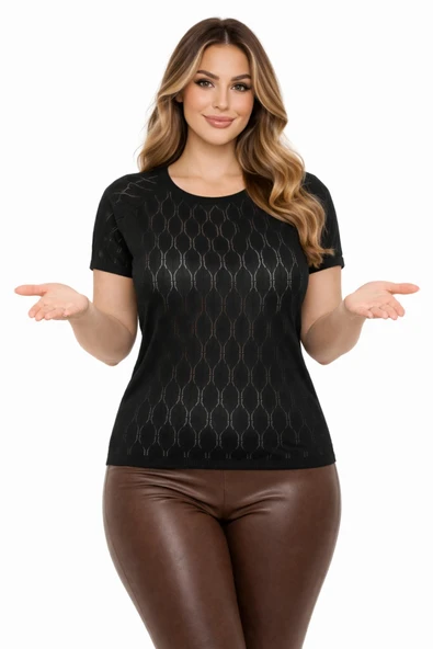 Kadın Triko Kısa Kol Bluz 12943 BGL-ST05309 ürün görseli 1