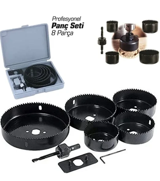 Mucit Home 8 PARÇA Buat Açma Seti Kutulu Panç Seti Kartonpiyer Sunta Alçıpan Delici Testere Takımı ürün görseli 1