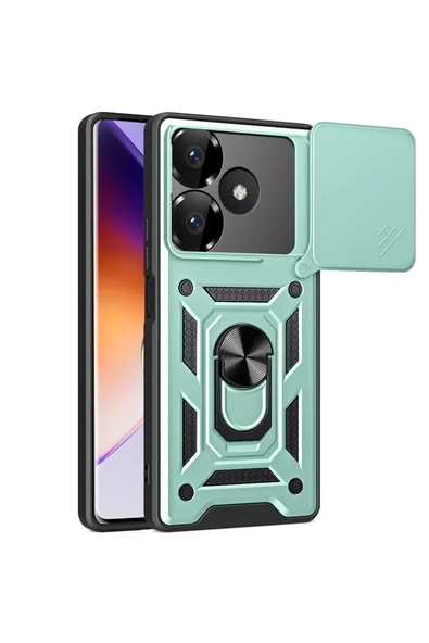 Newface Xiaomi Redmi 13 4G Kılıf Pars Lens Yüzüklü Silikon - Yeşil ürün görseli 1