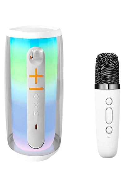 Newface Pluse 6 Mikrofonlu RGB Kablosuz Hoparlör - Beyaz ürün görseli 1
