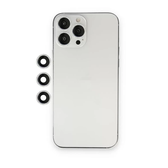 Newface Apple iPhone 12 Pro Shine Kamera Lens - Gümüş - Resim 3