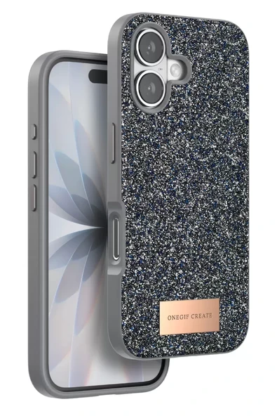 Onegif Apple iPhone 17 Bright Simli Kapak - Gümüş ürün görseli 1