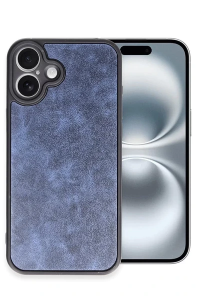 Newface Apple iPhone 16 Plus Kılıf Aras Deri Kapak - Lacivert ürün görseli 1