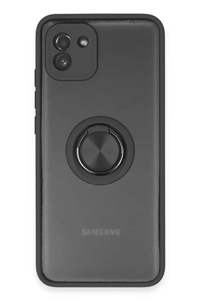 Newface Samsung Galaxy A03 Kılıf Montreal Yüzüklü Silikon Kapak - Siyah ürün görseli 1