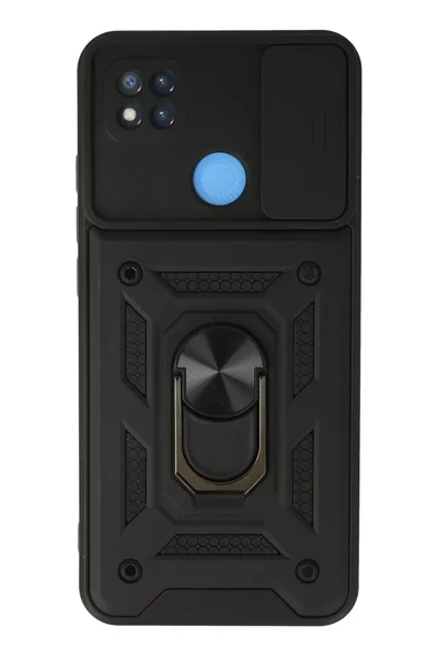 Newface Xiaomi Redmi 9C Kılıf Pars Lens Yüzüklü Silikon - Siyah ürün görseli 1