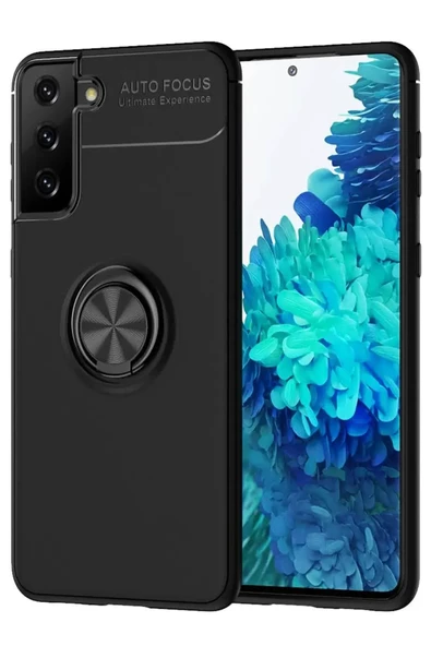Newface Samsung Galaxy S21 Plus Kılıf Range Yüzüklü Silikon - Siyah ürün görseli 1