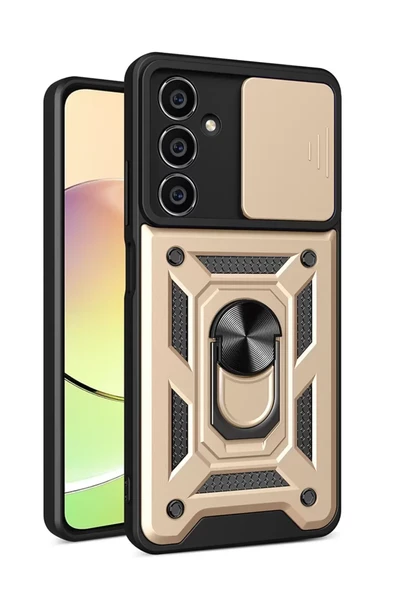 Newface Samsung Galaxy A05S Kılıf Pars Lens Yüzüklü Silikon - Gold ürün görseli 1