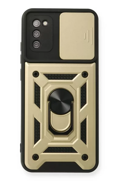 Newface Samsung Galaxy A03S Kılıf Pars Lens Yüzüklü Silikon - Gold ürün görseli 1