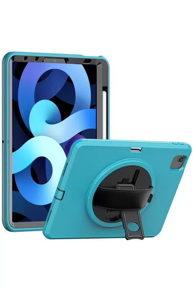 Newface Apple iPad 2022 10.9 (10.nesil) Kılıf Hand Strap Tablet Kılıfı - Turkuaz ürün görseli 1