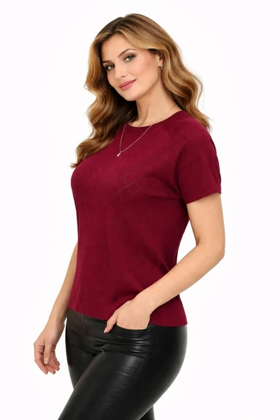 Kadın Triko Kısa Kol Bluz BGL-ST05305 - Resim 8