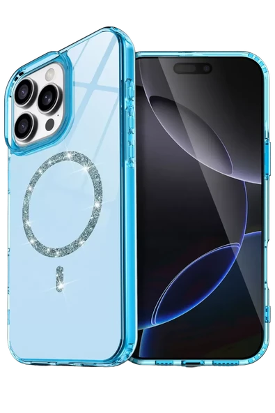 Newface Apple iPhone 14 Pro Max Live Diamond Magsafe Kapak - Mavi ürün görseli 1