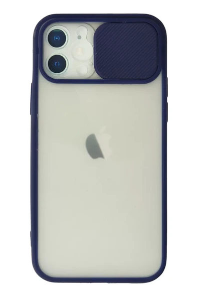 Newface Apple iPhone 12 Kılıf Palm Buzlu Kamera Sürgülü Silikon - Lacivert ürün görseli 1