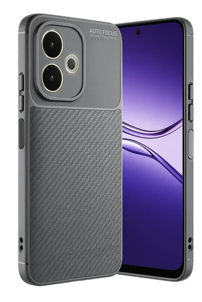 Newface Oppo A5 Pro 4G Kılıf Auto Focus Karbon Kapak - Gri ürün görseli 1