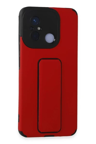Newface Xiaomi Redmi 12C Kılıf Mega Standlı Silikon - Kırmızı ürün görseli 1