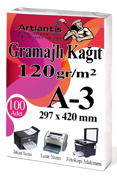 A3 Gramajlı Fotokopi Kağıdı 100 Adet 120 gr Sertifika Kağıdı Kalın Kağıt Baskı Tüm Yazıcılara Uyumlu 29.7x42cm Ofis Büro ürün görseli 1