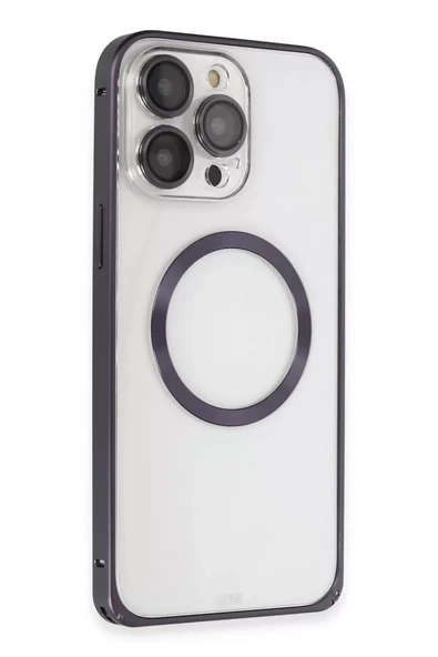 Joko Apple iPhone 14 Pro Kılıf Metal Bumper Magneticsafe Kapak - Derin Mor ürün görseli 1