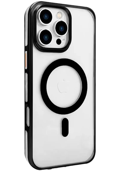 Joko Apple iPhone 16 Pro Max Gleam PC Sert Magsafe Kılıf - Şeffaf-Siyah ürün görseli 1
