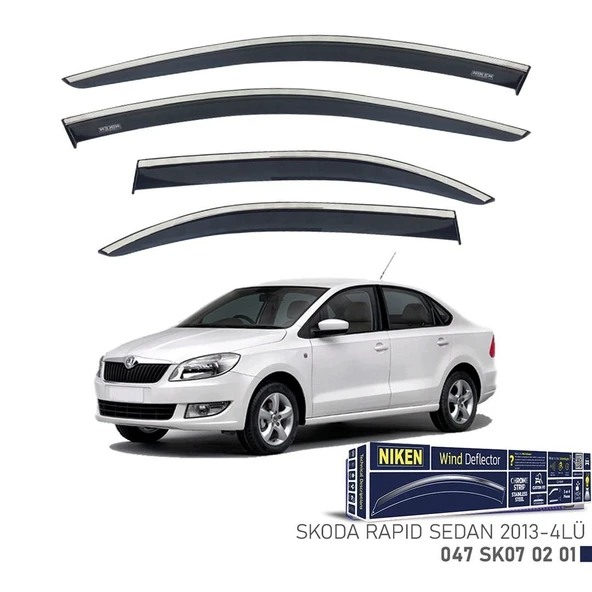 Niken Skoda Rapid Sedan Cam Rüzgarlığı Kromlu 4'Lü 2013+ Sonrası ürün görseli 1