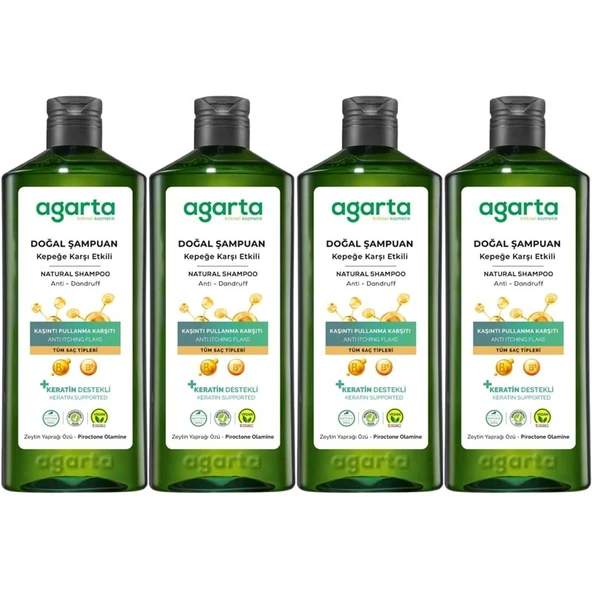 Agarta Doğal Şampuan 400 ML Kepek Karşı Etkili - Kaşıntı Pullanma Karşıtı (4 Lü Set) ürün görseli 1