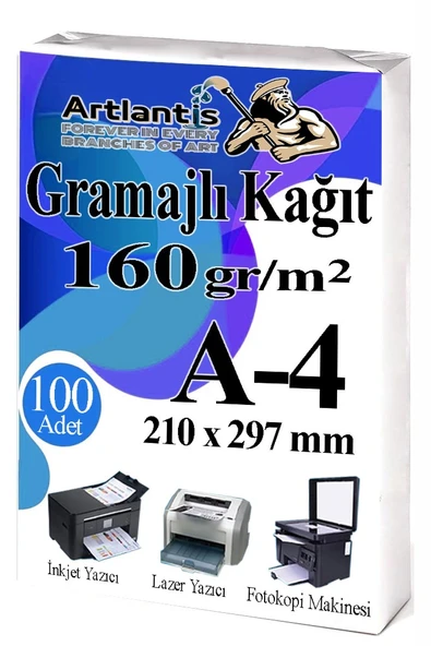 A4 Gramajlı Fotokopi Kağıdı 100 Adet 160 gr Sertifika Kağıdı Kalın Kağıt Baskı Tüm Yazıcılara Uyumlu 21x29.7cm Ofis Büro ürün görseli 1