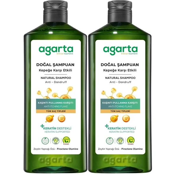 Agarta Doğal Şampuan 400 ML Kepek Karşı Etkili - Kaşıntı Pullanma Karşıtı (2 Li Set) ürün görseli 1